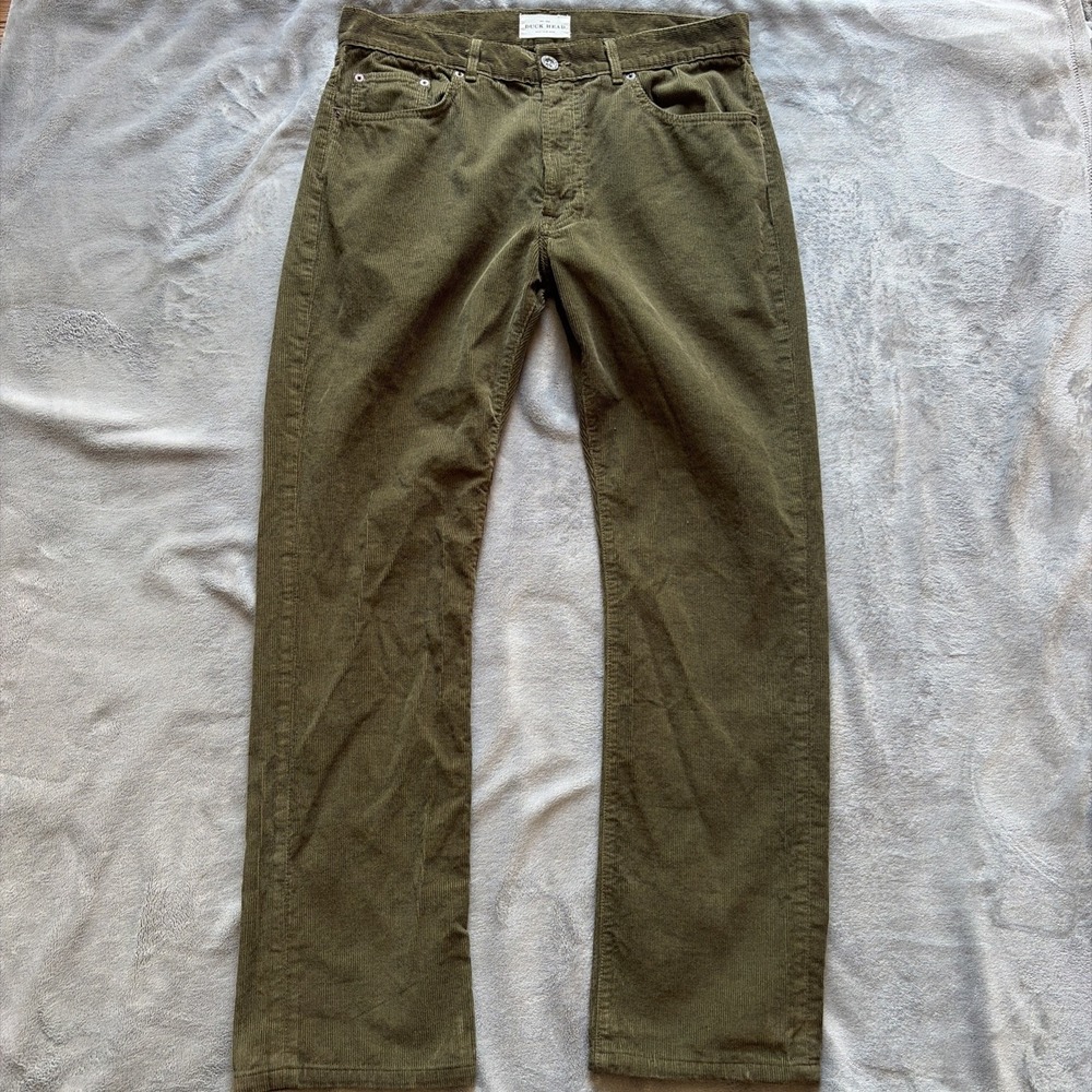 DUCK HEAD Green Cotton Corduroy Pants Made In USA 33 x 32